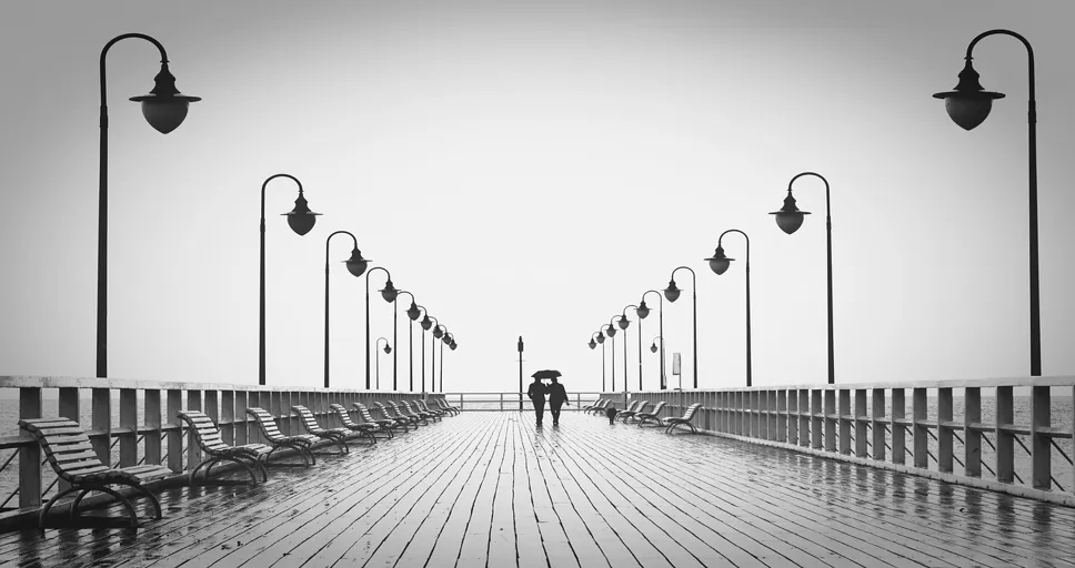 moon opp pluto synastry - couple, boardwalk, silhouettes