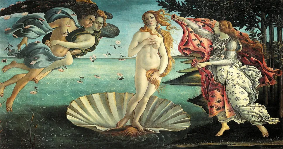 venus square pluto - painting, la nascita di venere, botticelli