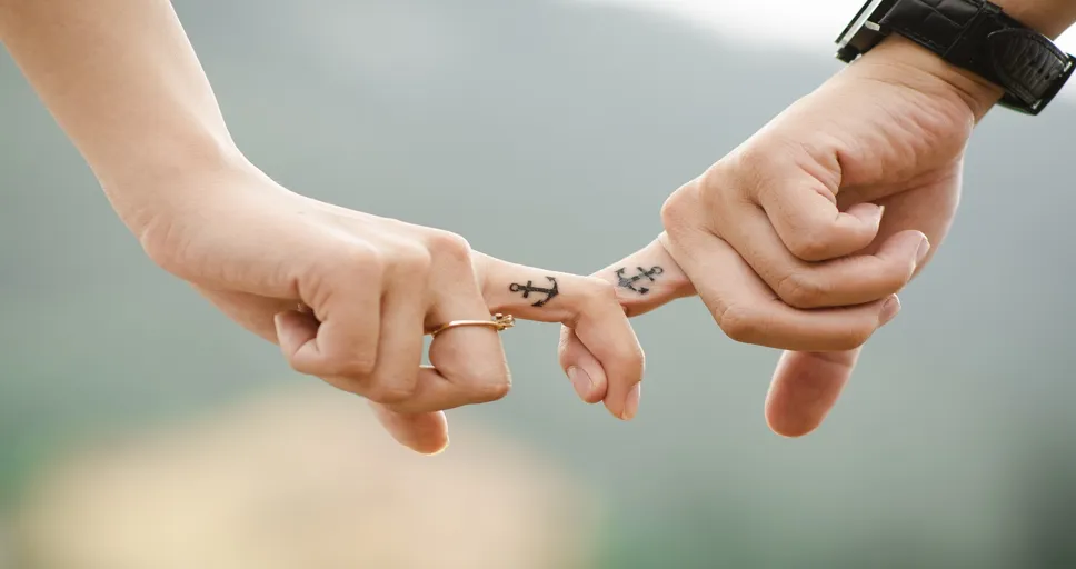 north node conjunct ascendant synastry - couple, hands, tattoos