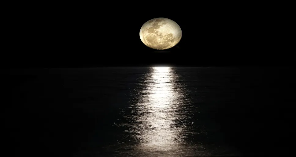 moon trine jupiter - moon, full moon, sea, sky, night sky, lunar, moonlight, night, scenery, black sky, dark sky, luna, light reflection, reflection, nature, moon, moon, moon, moon, moon, sky, night sky, night